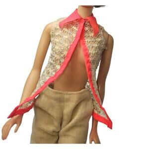 1966 Vintage Barbie Doll Fashion Net Vest with Neon Orange Trim #1115